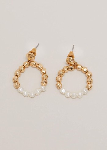 Phase Eight Pearl Hoops Jewellery Gold Canada | UHWYGV-127